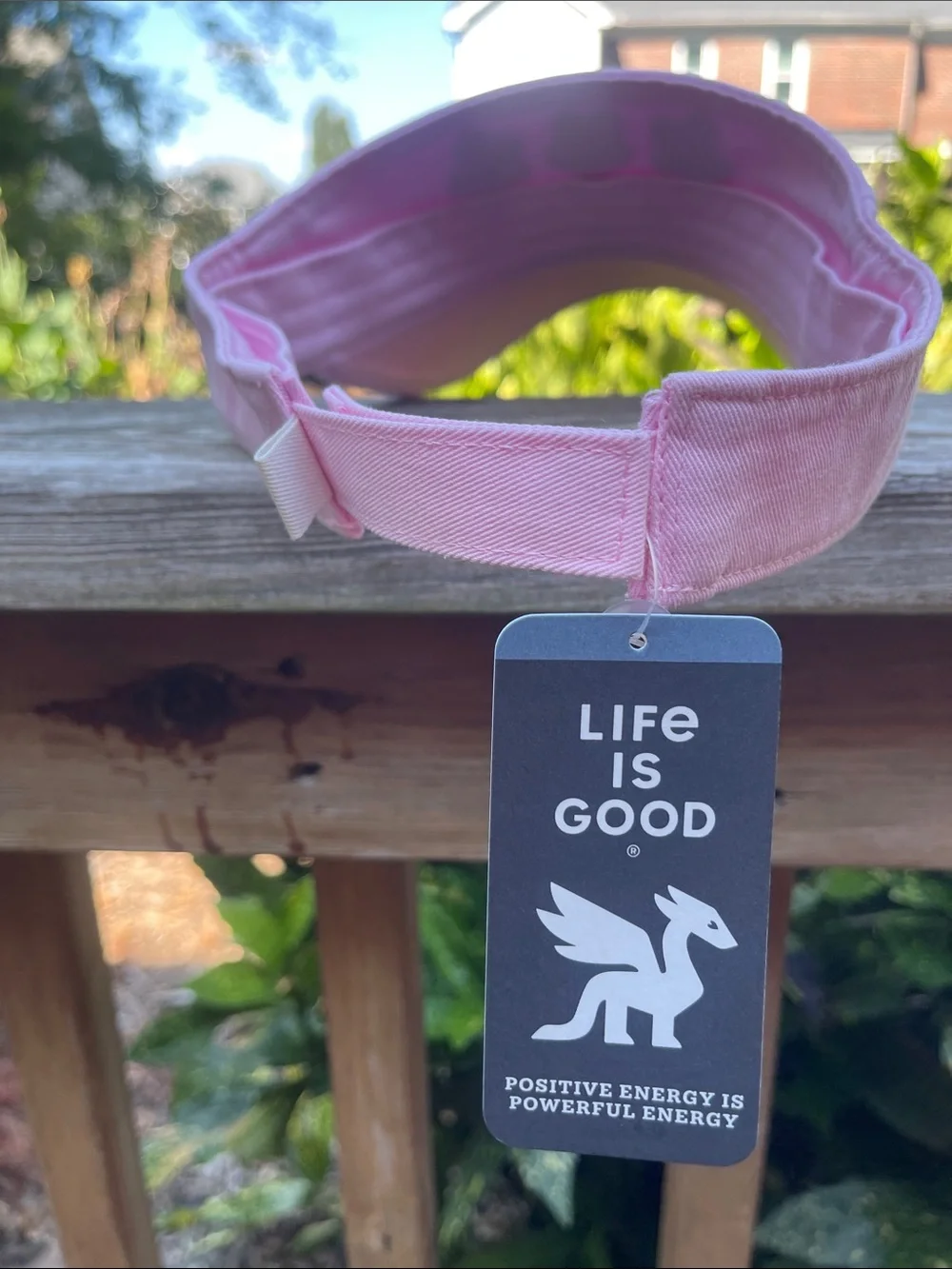 Life is Good Pink Daisy Embroidered Cotton Visor Hat NWT